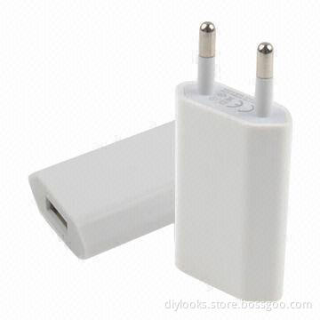 White EU Plug USB Charger for iPhone 5, 4 and 4S, 3GS/3G, iPad Mini, iPod Touch